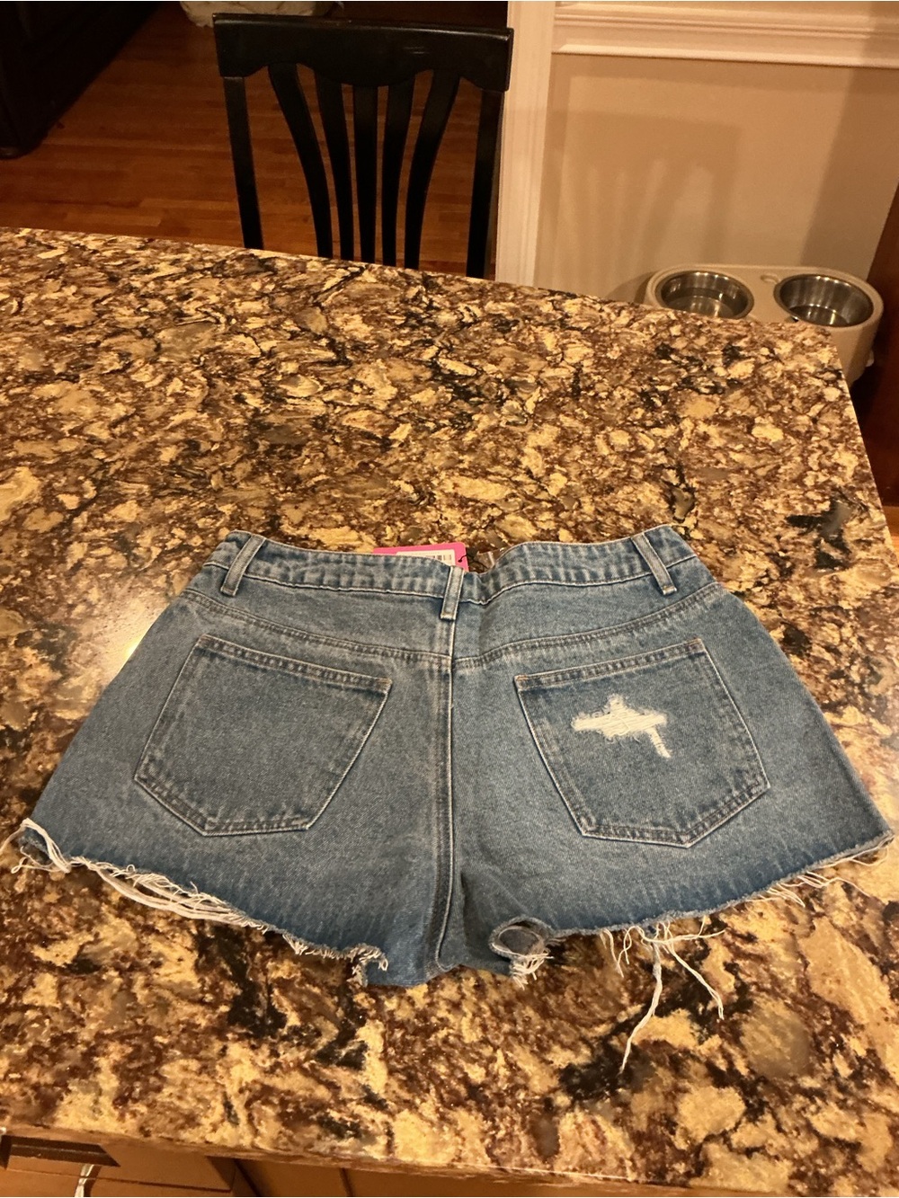 Edikted Mid Rise Distressed Denim Shorts - Picture 4 of 9